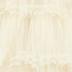 Girls Long Ivory Embroidered Tulle Dress