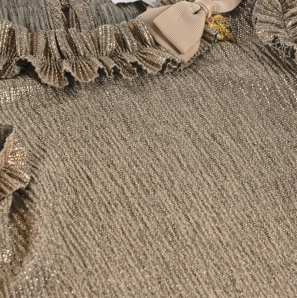 Girls Metallic Gold Jersey Trouser Set