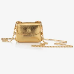 Girls Metallic Gold Leather Mini Bag (8cm)