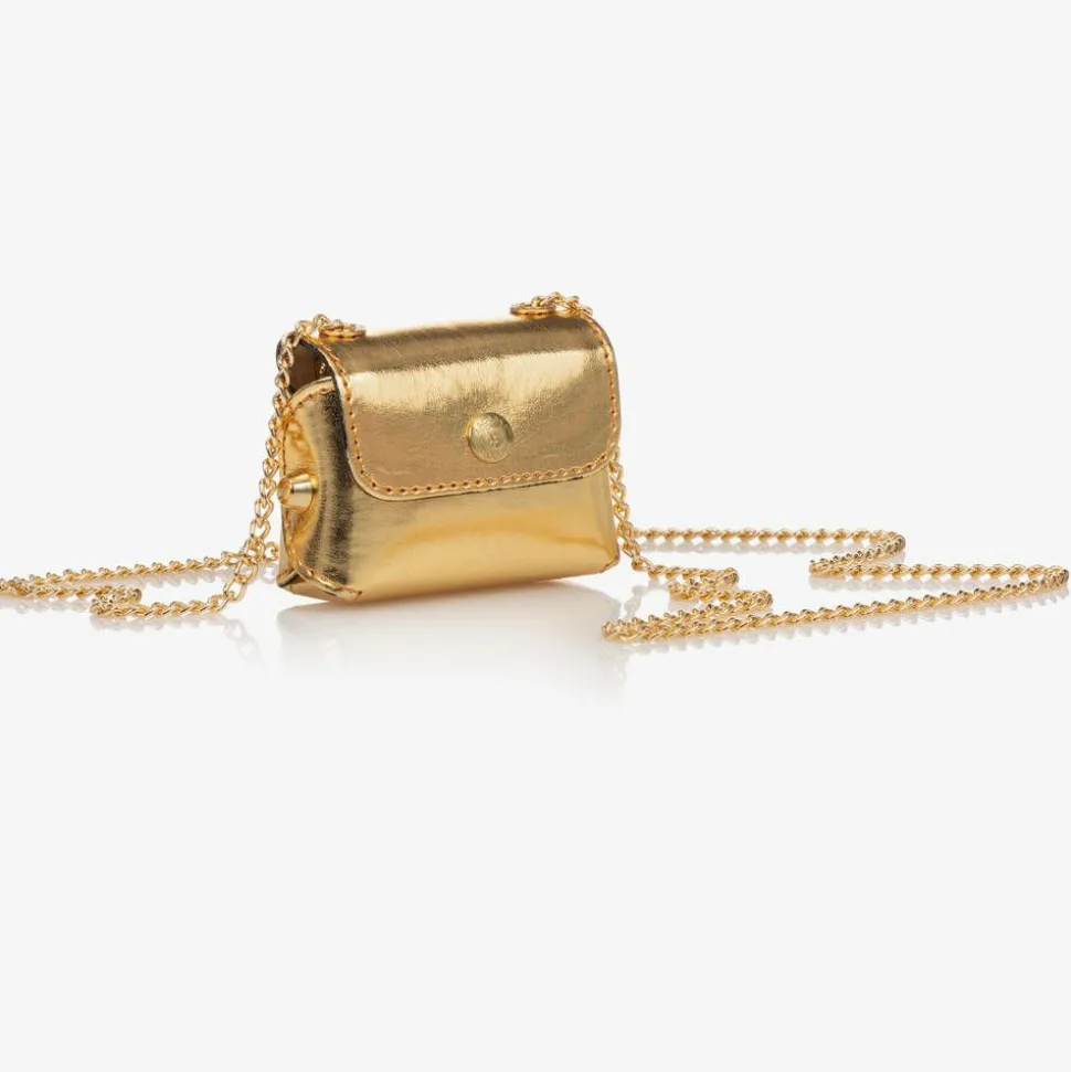 Girls Metallic Gold Leather Mini Bag (8cm)