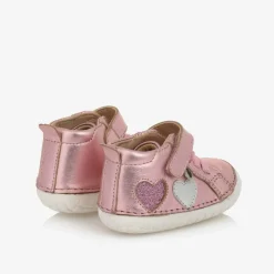 Girls Metallic Pink Leather First Walkers