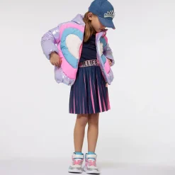 Girls Metallic Purple Heart Puffer Jacket