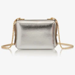 Girls Metallic Silver Leather Bag (12cm)