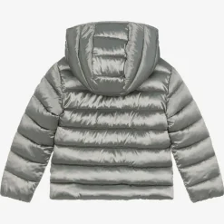 Girls Metallic Silver Puffer Jacket