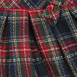 Girls Navy Blue & Red Check Dress