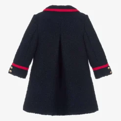 Girls Navy Blue Bouclé Coat