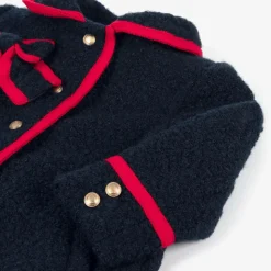 Girls Navy Blue Bouclé Coat