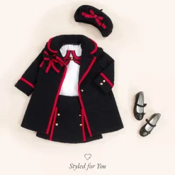 Girls Navy Blue Bouclé Coat