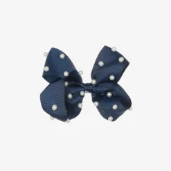 Girls Navy Blue Bow Hair Clip (11cm)