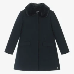 Girls Navy Blue Collared Coat
