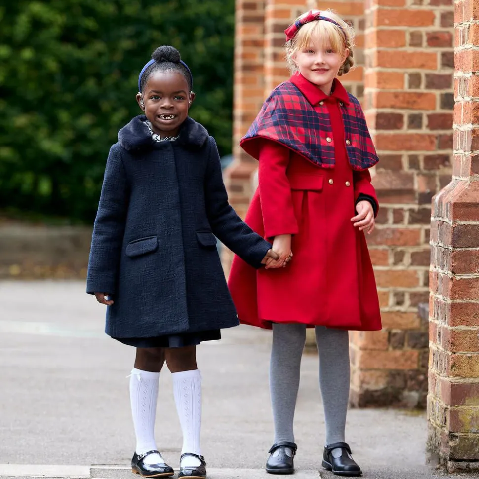 Girls Navy Blue Collared Coat