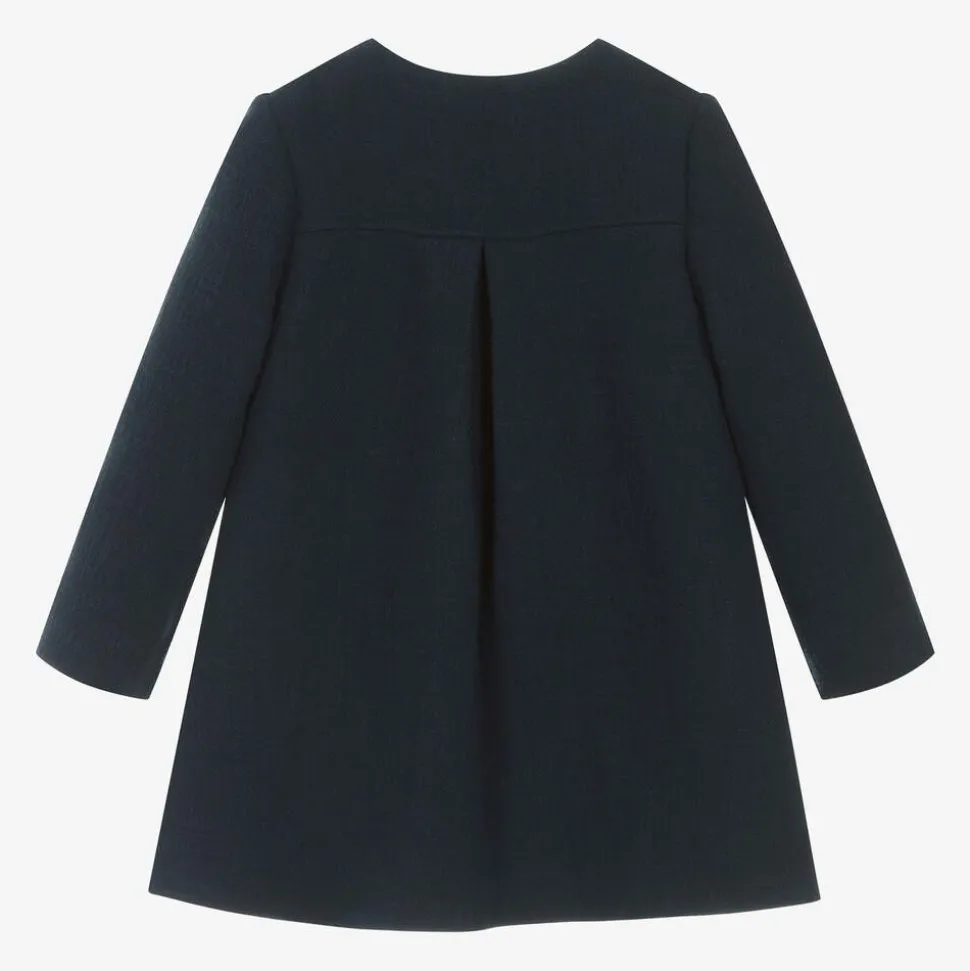 Girls Navy Blue Collared Coat
