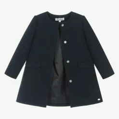 Girls Navy Blue Collared Coat