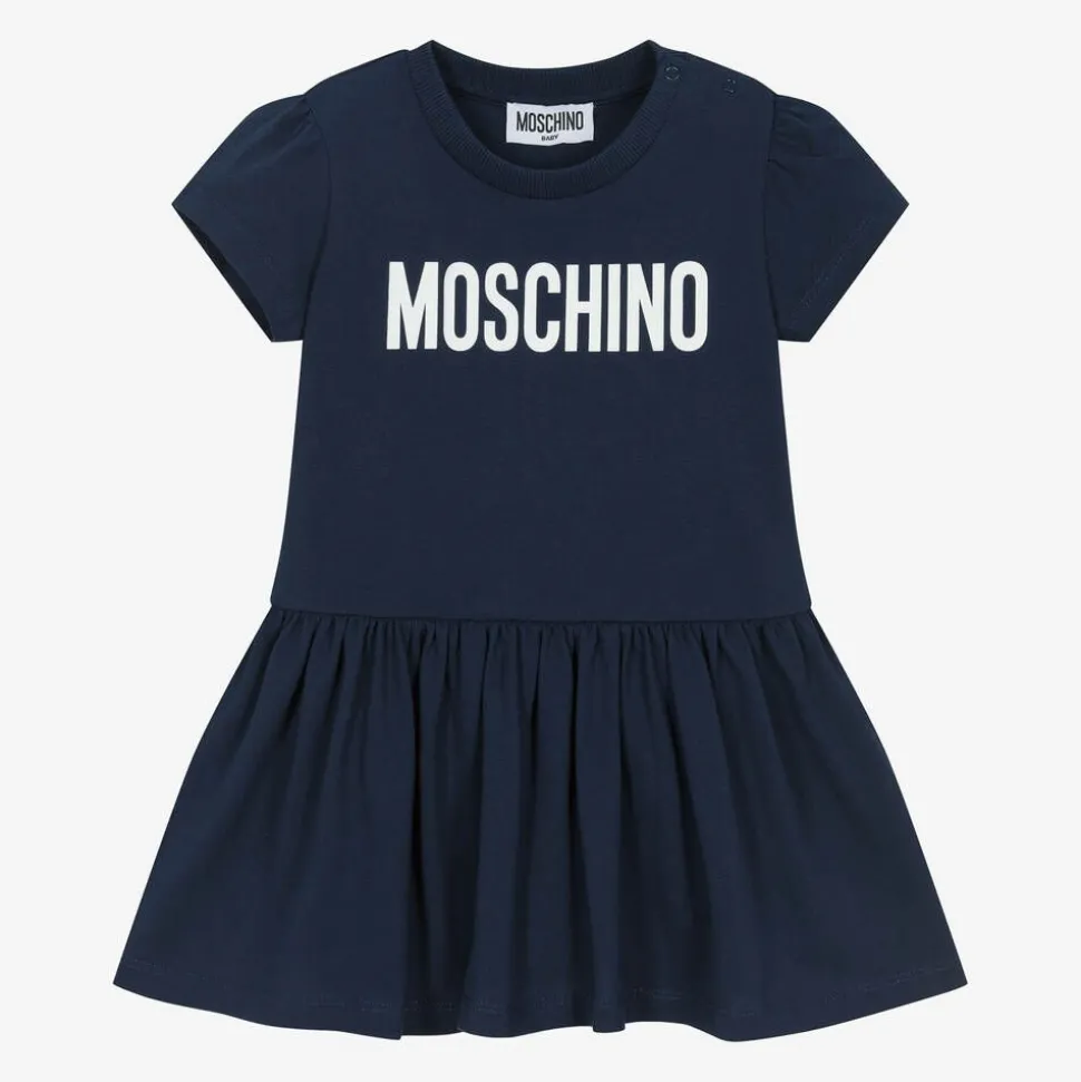 Girls Navy Blue Cotton Dress