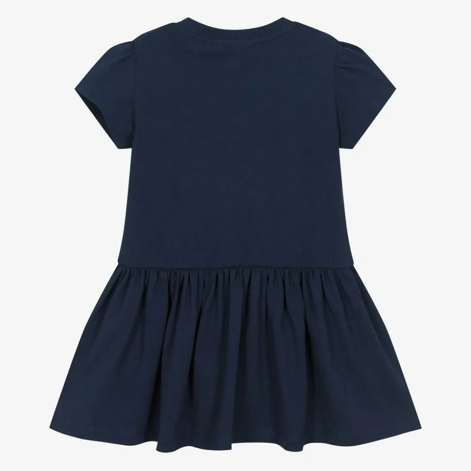 Girls Navy Blue Cotton Dress