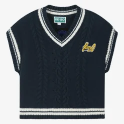 Girls Navy Blue Cotton Knit Slipover