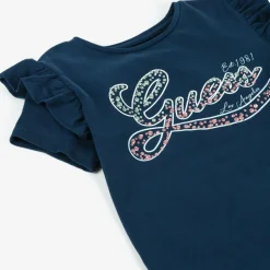 Girls Navy Blue Cotton Rhinestone T-Shirt