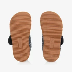 Girls Navy Blue Dotted Velcro Slippers