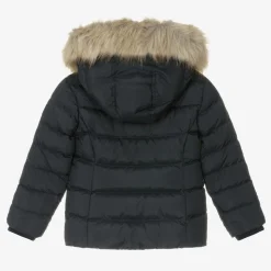 Girls Navy Blue Down Padded Puffer Jacket