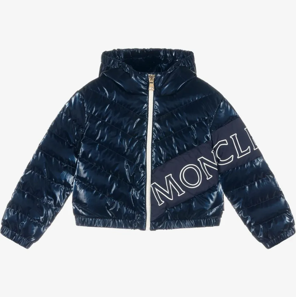Girls Navy Blue Down Padded Puffer Jacket