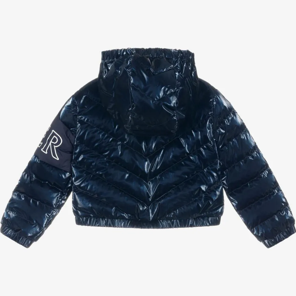 Girls Navy Blue Down Padded Puffer Jacket