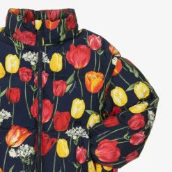 Girls Navy Blue Down Padded Tulip Jacket