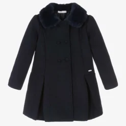 Girls Navy Blue Felted Coat