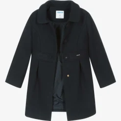 Girls Navy Blue Felted Coat