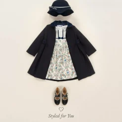 Girls Navy Blue Felted Coat