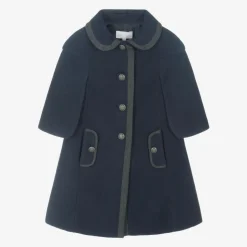 Girls Navy Blue Felted Coat