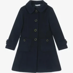 Girls Navy Blue Flannel Coat