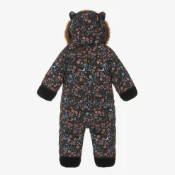 Girls Navy Blue Floral Snowsuit