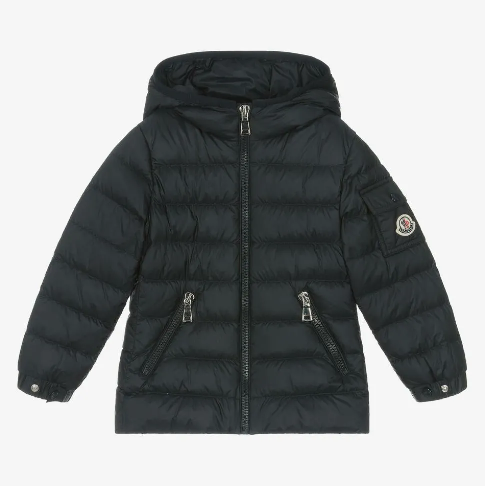 Girls Navy Blue Gles Down Padded Jacket