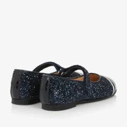 Girls Navy Blue Glittery Mary Jane Shoes