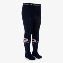 Girls Navy Blue Heart Tights