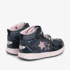Girls Navy Blue High-Top Trainers
