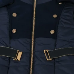 Girls Navy Blue Hooded Puffer Coat