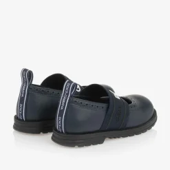 Girls Navy Blue Leather Shoes