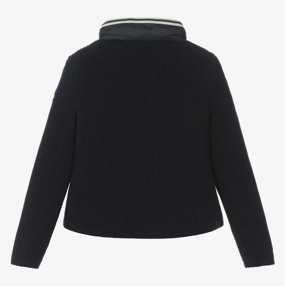 Girls Navy Blue Padded Down & Wool Jacket