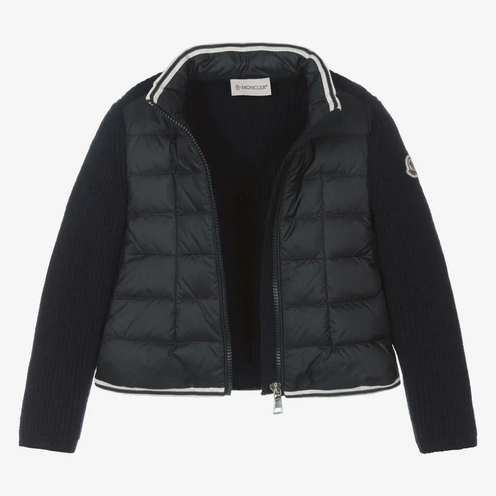 Girls Navy Blue Padded Down & Wool Jacket