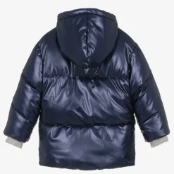 Girls Navy Blue Padded Sequin Coat