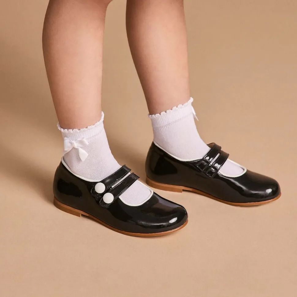 Girls Navy Blue Patent Leather Shoes