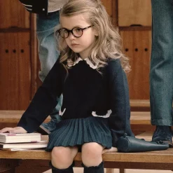 Girls Navy Blue Pleated Skirt