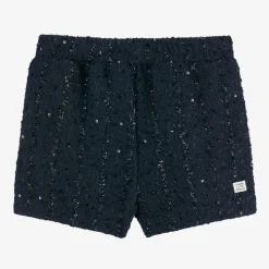 Girls Navy Blue Sequinned Shorts