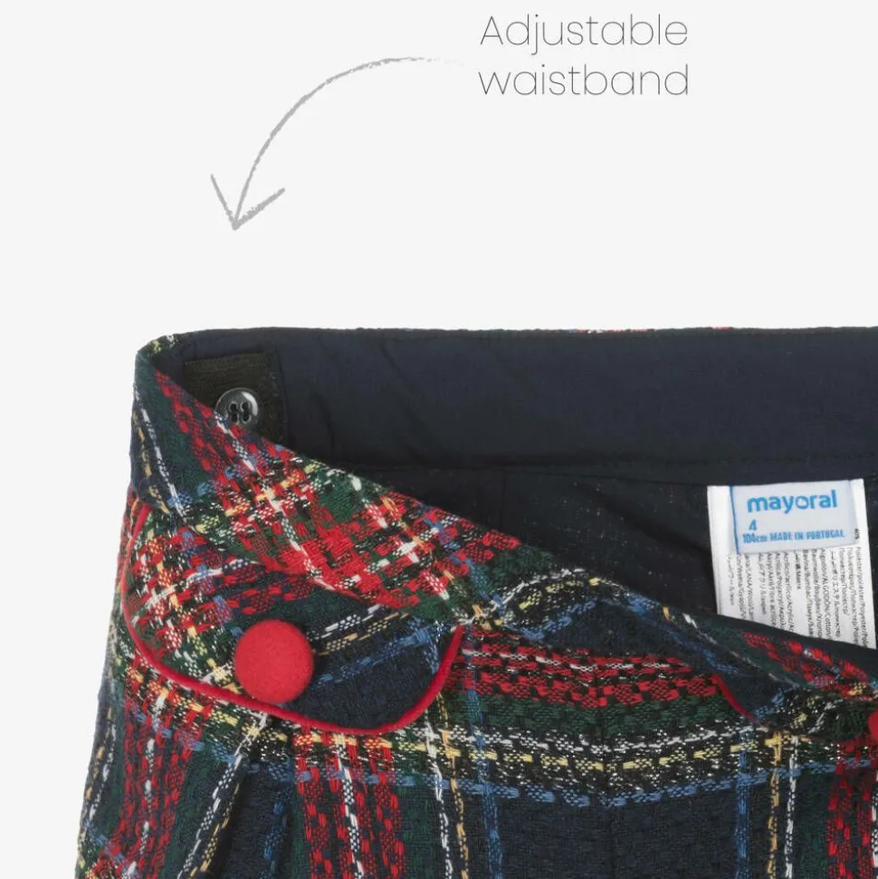 Girls Navy Blue Tartan Tweed Shorts