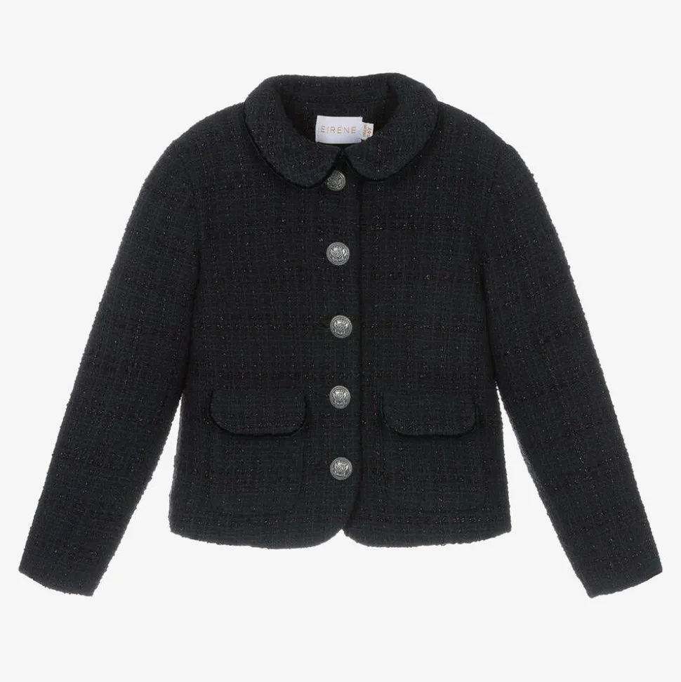 Girls Navy Blue Tweed Blazer