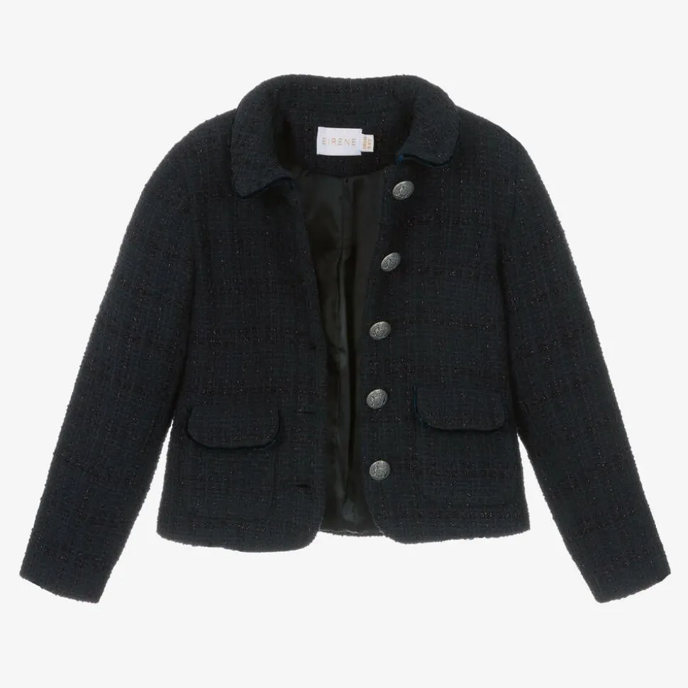 Girls Navy Blue Tweed Blazer