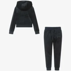 Girls Navy Blue Velour Tracksuit