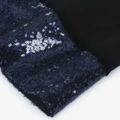 Girls Navy Blue Velvet & Sequin Dress