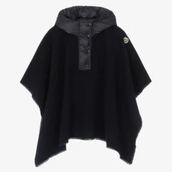 Girls Navy Blue Wool & Down Cape